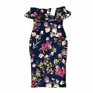 ASOS Strapless Floral Dress - Navy and Pink